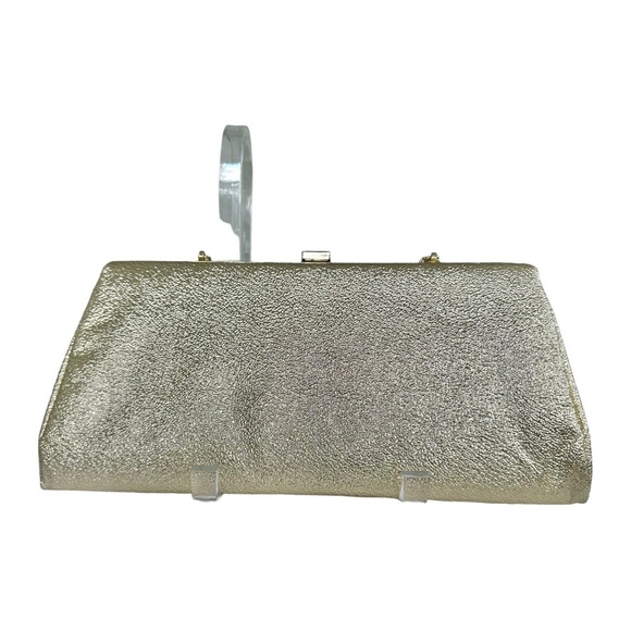 Vintage Gold Metallic Clutch Evening Bag Chain Handle 1960's 1950's - Picture 4 of 8